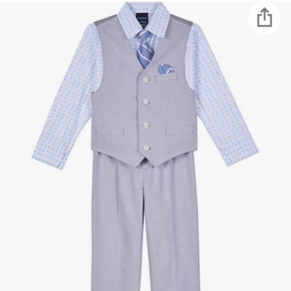 Nautica Boys' 4-Piece Set with Dress Shirt, Tie, Vest, and Pants